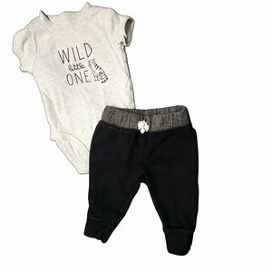 Carter's Baby 2 pc Cotton Outfit Set "Wild Little One" Zoo Animals sz 3 mos